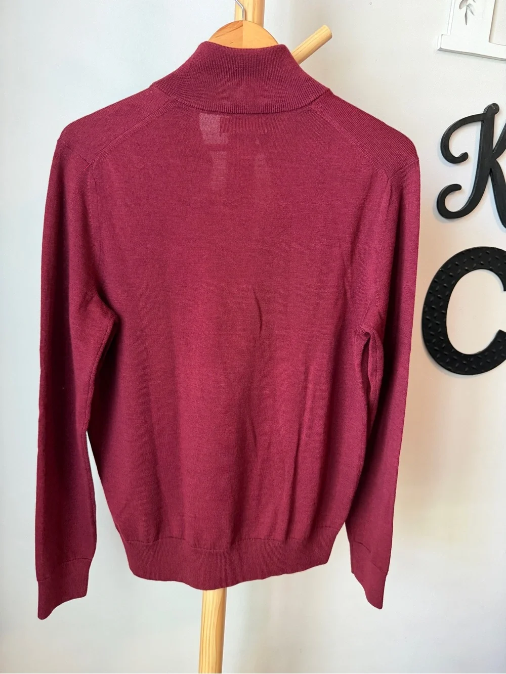 Banana Republic 1/4 Zip Wool Sweater Burgundy Pullover Top Men’s Size Small